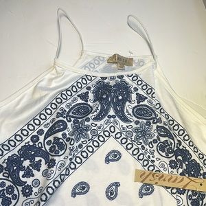 Bandana Navy Paisley Spaghetti Top New Sz L